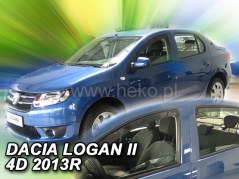 Deflektory na Dacia Logan II, 4-dverová (+zadné), r.v.: 2013 - (13112)