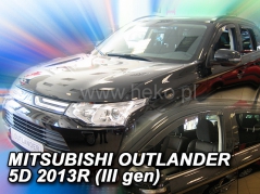 Deflektory na Mitsubishi Outlander, 5-dverová (+zadné), r.v.: 2012 - (23368)