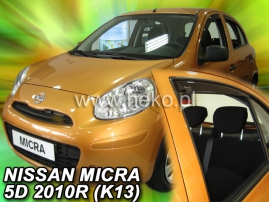 Deflektory na Nissan Micra K13, 5-dverová (+zadné), r.v.: 2010 - 2016 (24279)