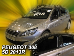 Deflektory na Peugeot 308 II, 5-dverová (+zadné), r.v.: 2013-2021 (26154)