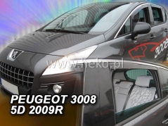 Deflektory na Peugeot 3008, 5-dverová (+zadné), r.v.: 2008 - 2016 (26141)