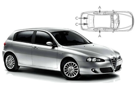 Slnečné clony na okná - ALFA ROMEO 147 5dv. hatchback (2000-2010) - Komplet sada (AR-147-5-A)