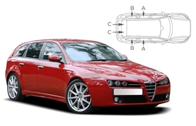 Slnečné clony na okná - ALFA ROMEO 159 Combi (2005-2011) - Komplet sada (AR-159-E-A)