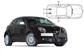 Slnečné clony na okná - ALFA ROMEO Mito (2008-2018) - Komplet sada (AR-MITO-3-A)