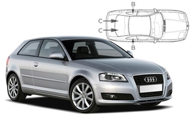 Slnečné clony na okná - AUDI A3/S3 Hatchback 3dv. (2003-2013) - Komplet sada (AU-A3-3-A)