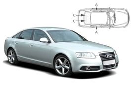 Slnečné clony na okná - AUDI A6/S6 Sedan (2004-2011) - Komplet sada (AU-A6-4-B)