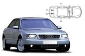 Slnečné clony na okná - AUDI A8/S8 Sedan (1994-2002) - Komplet sada (AU-A8-4-X)