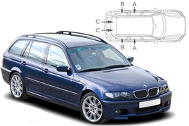 Slnečné clony na okná - BMW Serie 3 Combi (1999-2005) - Komplet sada (BMW-3SER-E-A)