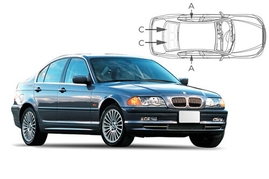 Slnečné clony na okná - BMW 3 Sedan (1998-2005) - Komplet sada (BMW-3SER-4-A)