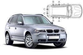 Slnečné clony na okná - BMW X3 (2003-2010) - Komplet sada (BMW-X3-5-A)