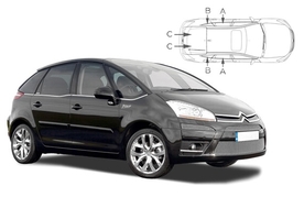 Slnečné clony na okná - CITROEN C4 Picasso (2006-2013) - Komplet sada (CIT-C4PI-5-A)