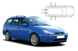 Slnečné clony na okná - FORD Focus Combi (1998-2004) - Komplet sada (FOR-FOCU-E-A)