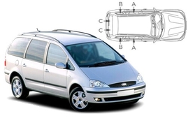 Slnečné clony na okná - FORD Galaxy (2001-2006) - Komplet sada (FOR-GALA-5-A)