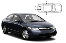 Slnečné clony na okná - HONDA Civic Sedan (2006-2012) - Komplet sada (HON-CIVI-4-B)