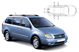 Slnečné clony na okná - KIA Carnival (2006-2014) - Komplet sada (KIA-CARN-5-B)