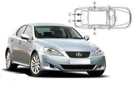 Slnečné clony na okná - LEXUS IS sedan (2005-2013) - Komplet sada (LEX-IS-4-B)