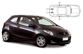 Slnečné clony na okná - MAZDA 2 3dv. (2007-2014) - Komplet sada (MAZ-2-3-A)