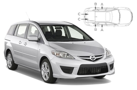 Slnečné clony na okná - MAZDA 5 (2005-2011) - Komplet sada (MAZ-5-5-A)