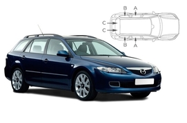 Slnečné clony na okná - MAZDA 6 Combi (2002-2007) - Komplet sada (MAZ-6-E-A)