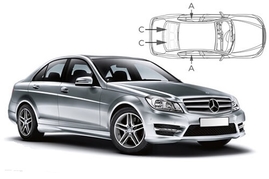 Slnečné clony na okná - MERCEDES-BENZ Serie C Sedan (2007-2014) - Komplet sada (MB-C-4-C)