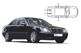 Slnečné clony na okná - MERCEDES-BENZ Serie S sedan (1998-2005) - Komplet sada (MB-S-4-A)