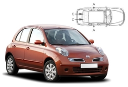 Slnečné clony na okná - NISSAN Micra 5dv. (2003-2010) - Komplet sada (NIS-MICR-5-A)