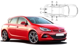 Slnečné clony na okná - OPEL Astra J hatchback/sedan (2009-2015) - Komplet sada (VAU-ASTR-5-C)