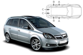 Slnečné clony na okná - OPEL Zafira (2005-2011) - Komplet sada (VAU-ZAFI-5-B)