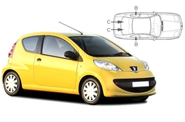 Slnečné clony na okná - PEUGEOT 107 3dv. (2005-2014) - Komplet sada (PEU-107-3-A)