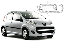 Slnečné clony na okná - PEUGEOT 107 5dv. (2005-2014) - Komplet sada (PEU-107-5-A)