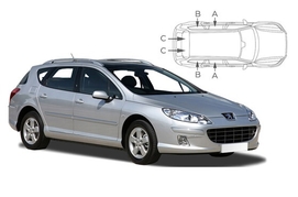 Slnečné clony na okná - PEUGEOT 407 Combi (2004-2011) - Komplet sada (PEU-407-E-A)