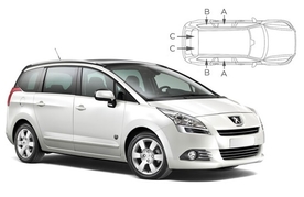 Slnečné clony na okná - PEUGEOT 5008 (2009-2016) - Komplet sada (PEU-5008-5-A)