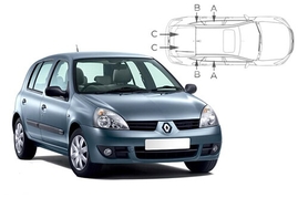 Slnečné clony na okná - RENAULT Clio II. hatchback 5dv. (1998-2005) - Komplet sada (REN-CLIO-5-A)