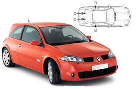 Slnečné clony na okná - RENAULT Megane II. hatchback 3dv. (2002-2009) - Komplet sada (REN-MEGA-3-A)