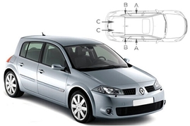 Slnečné clony na okná - RENAULT Megane II. hatchback 5dv. (2002-2009) - Komplet sada (REN-MEGA-5-A)