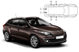 Slnečné clony na okná - RENAULT Megane III. Combi (2009-2016) - Komplet sada (REN-MEGA-E-B)