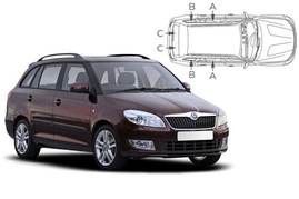 Slnečné clony na okná - SKODA Fabia II. Combi (2007-2014) - Komplet sada (SKO-FABI-E-B)