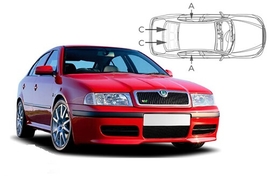 Slnečné clony na okná - SKODA Octavia I. (1996-2004) - Komplet sada (SKO-OCTA-5-A)