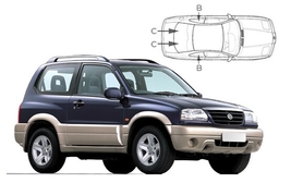 Slnečné clony na okná - SUZUKI Grand Vitara 3dv. (1998-2005) - Komplet sada (SUZ-GV-3-A)