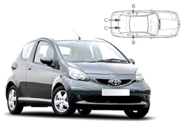 Slnečné clony na okná - TOYOTA Aygo hatchback 3dv. (2005-2014) - Komplet sada (TOY-AYGO-3-A)