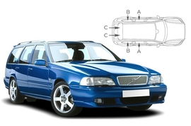 Slnečné clony na okná - VOLVO V70 Combi (1997-2000) - Komplet sada (VOL-V70-E-X)