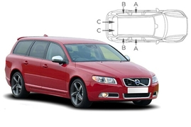 Slnečné clony na okná - VOLVO V70 Combi (2007-2016) - Komplet sada (VOL-V70-E-B)