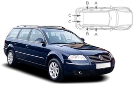 Slnečné clony na okná - VW Passat Combi (2001-2005) - Komplet sada (VW-PASS-E-A)