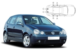 Slnečné clony na okná - VW Polo hatchback 5dv (2001-2009) - Komplet sada (VW-POLO-5-B)