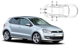 Slnečné clony na okná - VW Polo hatchback (2009-2017) - Komplet sada (VW-POLO-5-C)