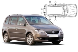 Slnečné clony na okná - VW Touran (2003-2010) - Komplet sada (VW-TOUR-5-A)