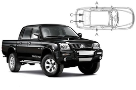 Slnečné clony na okná - MITSUBISHI L 200 pick-up (1996-2006) - Komplet sada (MIT-L200-4-A)