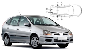 Slnečné clony na okná - NISSAN Almera Tino (2003-2006) - Komplet sada (NIS-ALMT-5-B)