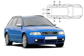 Slnečné clony na okná - AUDI A4/S4 Combi (1996-2000) - Komplet sada (AU-A4-E-X)