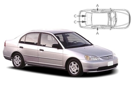 Slnečné clony na okná - HONDA Civic Sedan (2001-2006) - Komplet sada (HON-CIVI-4-A)